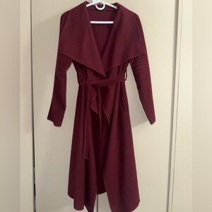 Long Burgundy Wrap Coat | Size 40 (Medium)